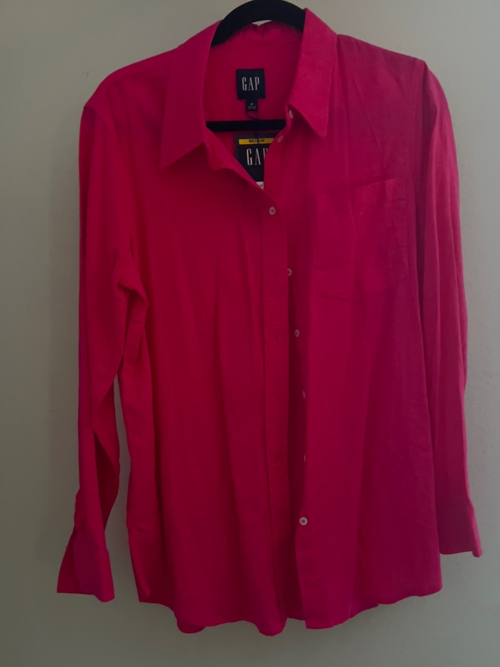 GAP Women's Hot Pink Button-Down Shirt